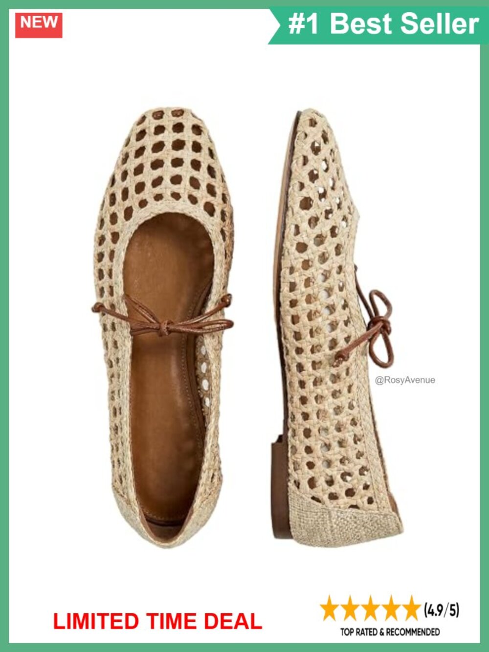 Woven Mesh Ballet Flats Lace Up Mary Jane Flats PU Casual Shoes